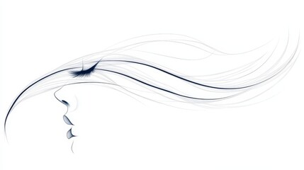 Obraz premium Abstract drawing of a woman's face artistic outline minimalistic art ethereal environment side view concept
