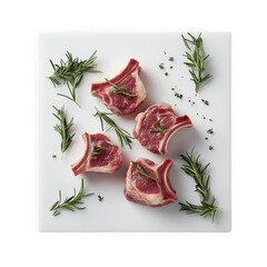 Lamb chops with rosemary isolated on transparent background
