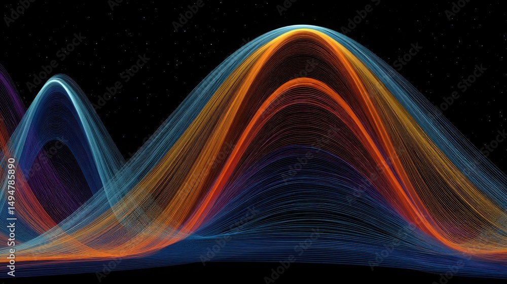 Poster a wave of light illustrating dynamic patterns and energy flow in innovative visual data representati
