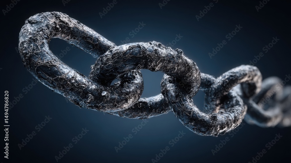 Poster interconnected chain representing blockchain technology in a financial system with audit features fo