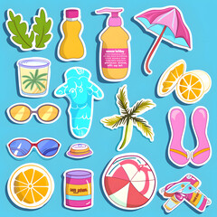 Simple summer vacation icon set &ndash; flat vector design with travel and beach elements