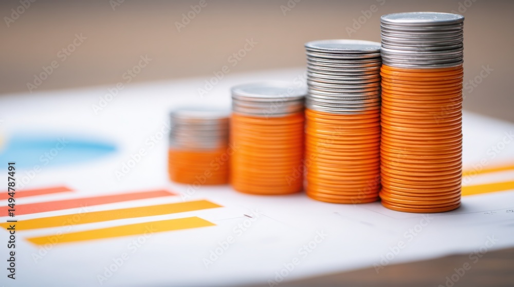 Aufkleber stack of coins illustrating blockchain certified budget execution integrity monitor in the financial