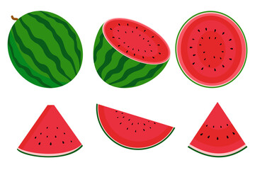 Set of Watermelons, Watermelon icon, Vector illustration design.