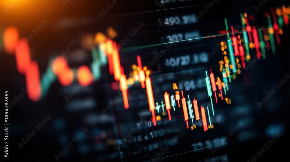 Poster stock chart displaying market trends and analysis for investors utilizing blockchain technology in f