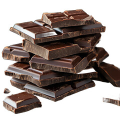 A stack of dark chocolate bars arranged in a visually appealing manner.