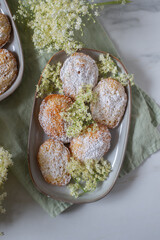 sweet home made Madeleine with elderflower