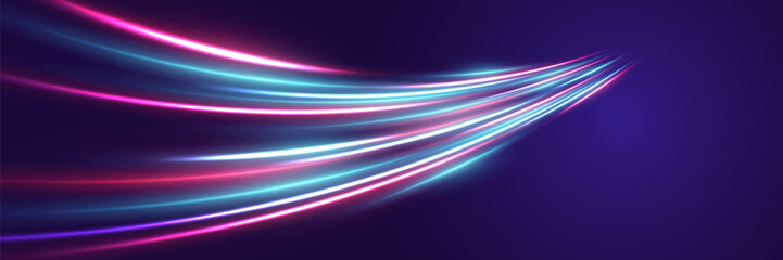 High speed road at night time abstraction.Light speed effect.Vector. EPS 10.