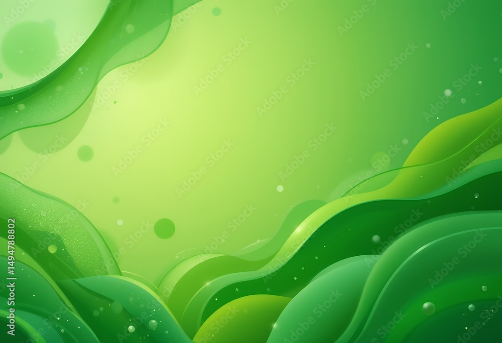 Poster abstract green wave layered background with smooth flowing shapes and light spots