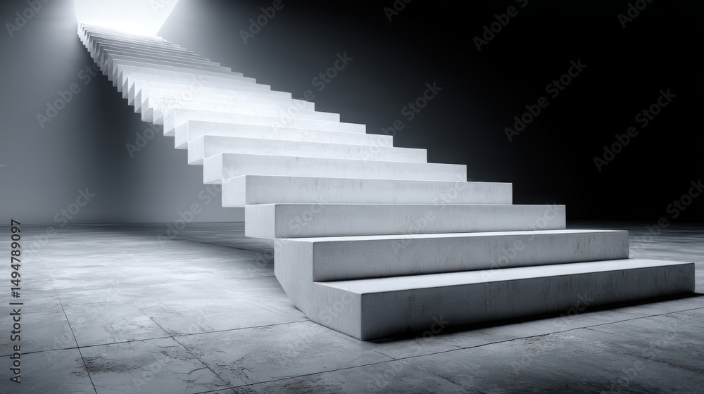 Poster mysterious staircase in a dark room representing blockchain-powered retracement liquidity intensity 