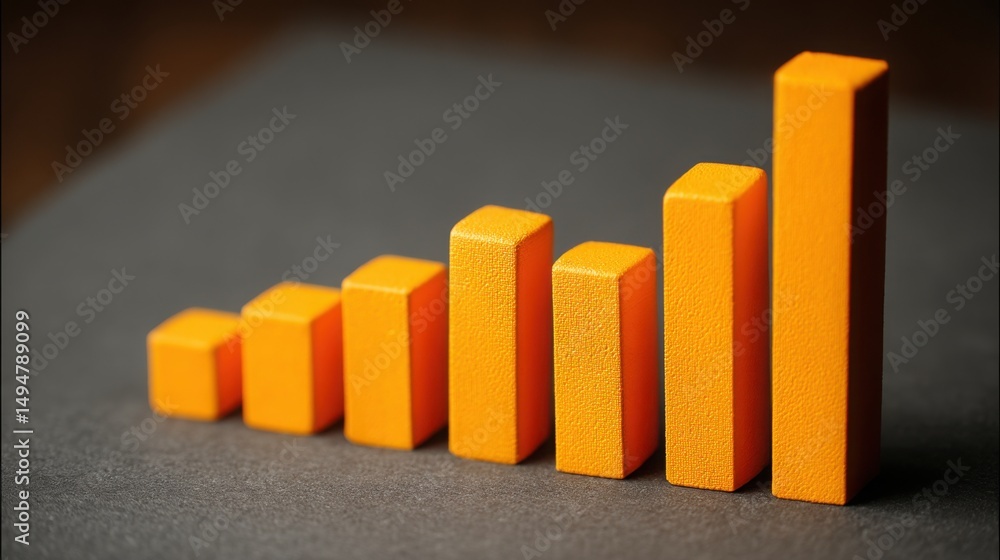 Poster unique graph made of orange wood symbolizing blockchain-powered retracement liquidity intensity inde