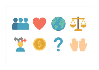 Fototapeta premium Decision-making flat icons set – organizational, choice, strategic symbols