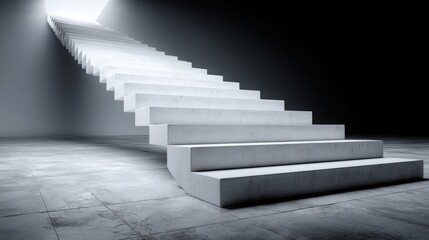 Mysterious staircase in a dark room representing blockchain-powered retracement liquidity intensity index and financial concepts