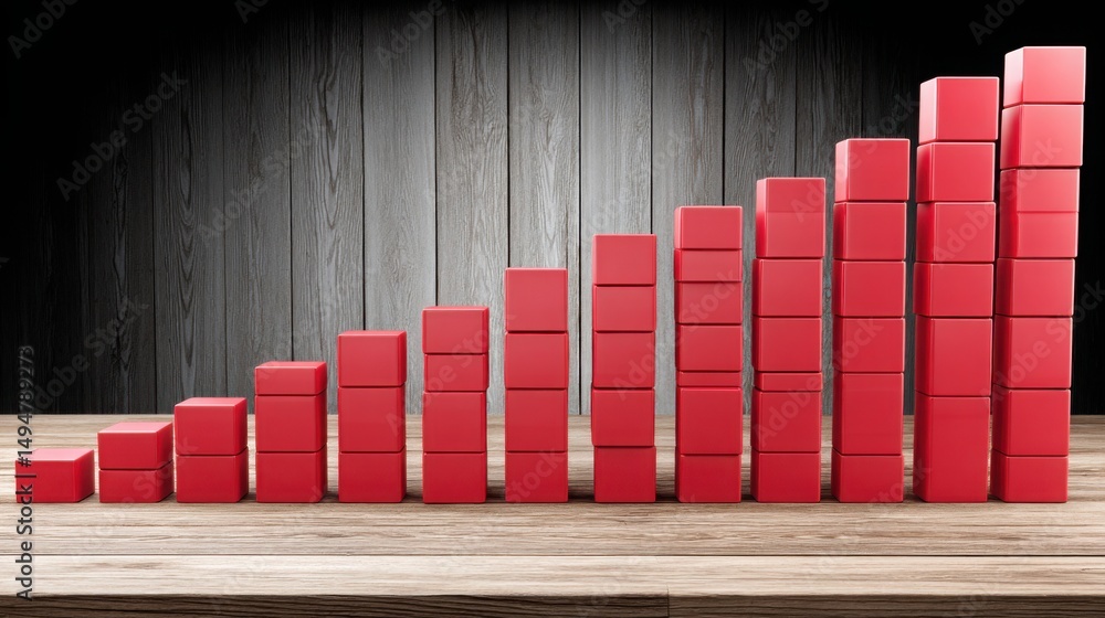 Poster eye-catching red bar chart displaying financial data trends against a clean background for business 