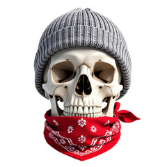 Skull with Bandana, Isolated Transparent Background, Graphic Element