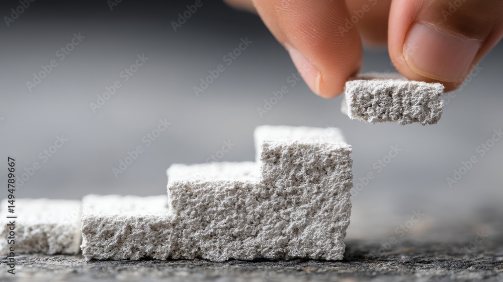 Poster hand reaching into a pile of sugar cubes representing progress in fibonacci training and blockchain 