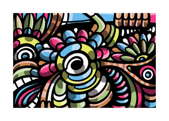 Colorful Abstract Background doodle art template