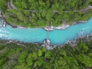 Soca Valley drone view in Slovenia with amazing water color © sylv1