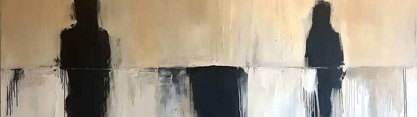 Abstract figures in muted tones