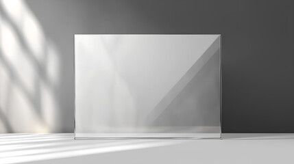 Fototapeta premium Polished, transparent glass plate. Glossy plastic or acrylic sheet. Isolated on a white background with realistic light effects. Perfect for window, screen, or display overlays. 