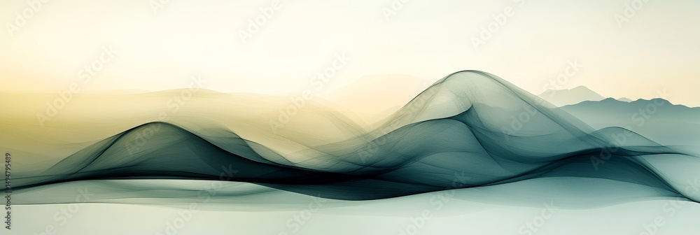 Aufkleber abstract background gentle flowing white and green waves creating a dynamic and elegant pattern