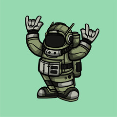 Fototapeta premium Vector illustration astronaut with rock gesture thumbs