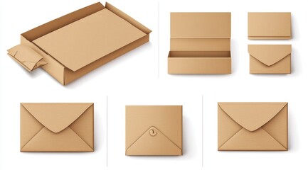 Various cardboard packaging options  boxes and envelopes