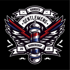 Barbershop haircuts gentlemen logo template