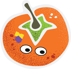 Juicy Persimmon with Eyes Fruit Character Design