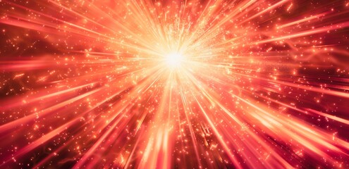 Fototapeta premium Explosive light burst with radiant streaks in vivid red and yellow colors.