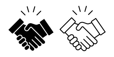 Vector isolated Shaking Hand icon set in black outline and fill