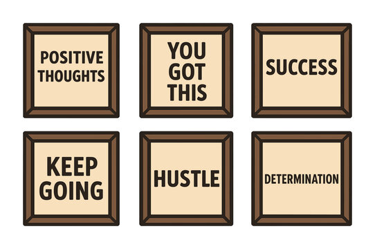 Motivational quotes linear icons set – outline, positive, inspirational phrases