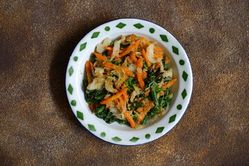  vegetables with coconut grated seasoning named urap sayur in Bahasa 