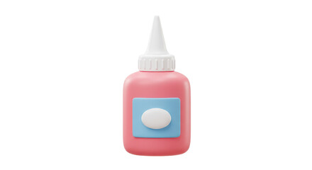 Isolated Pink Glue Bottle with Blue Label 3D Render