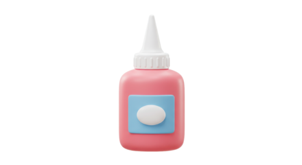 Isolated Pink Glue Bottle with Blue Label 3D Render