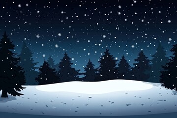 Naklejka premium Snowy winter night in a forest