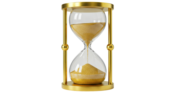 Isolated Golden Hourglass Symbolizing the Fleeting Nature of Time