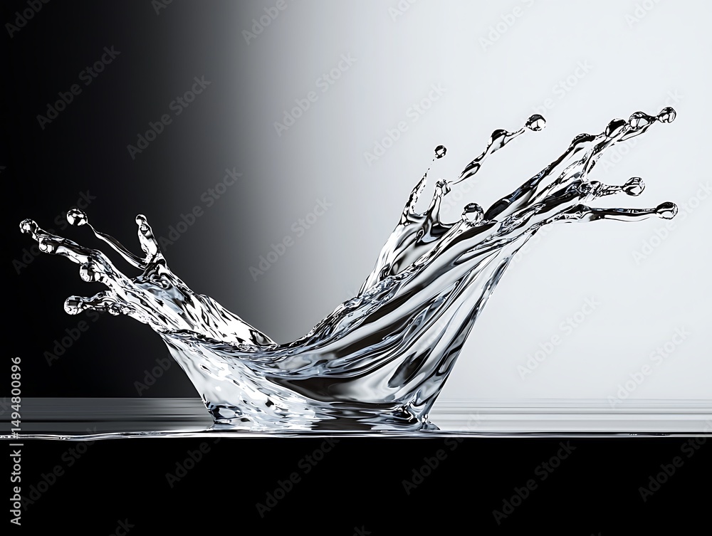 Poster elegant water splash on a sleek background showcasing dynamic movement and purity in a minimalist st