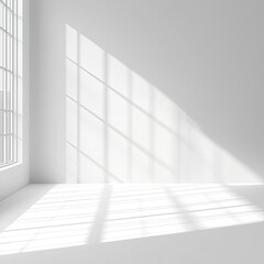 Obraz premium Empty, bright room with shadows from a large window