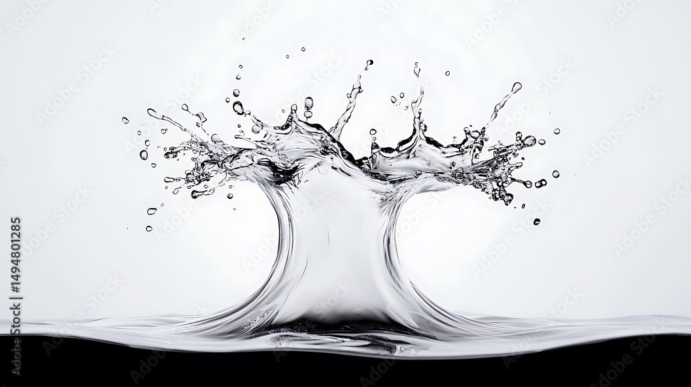 Poster stunning splash of water creating shapes and patterns on a light background for artistic visual appe