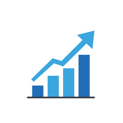 Business Growth Bar Chart with Upward Arrow Showing Positive Trend