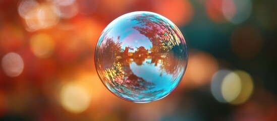 Floating Bubble Reflecting Autumnal Landscape