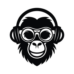 Silhouette of a Baboon Head  on white background