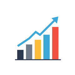 Business Growth Bar Chart with Upward Arrow Showing Positive Trend