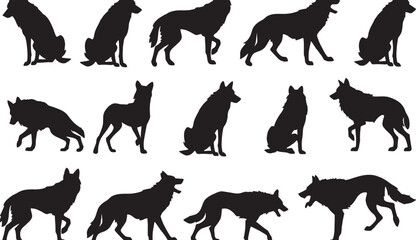 Fototapeta premium Dog Silhouette Vector Illustration: Black and White Design for Wildlife Art and Modern Pet Graphics in Creative Silhouette Collection