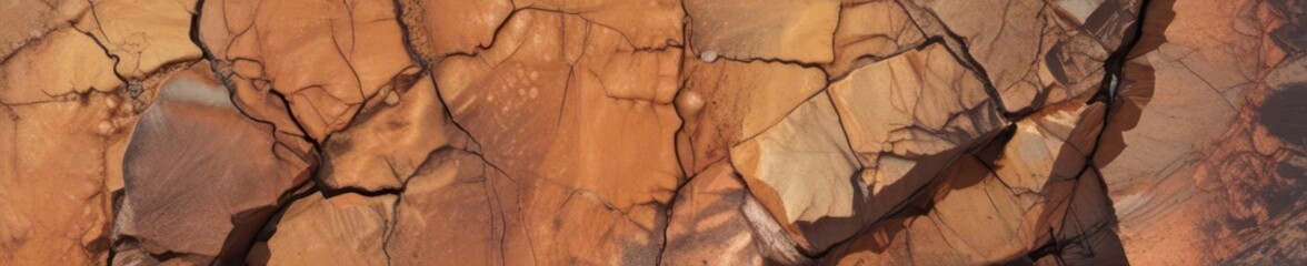 Fototapeta premium Abstract cracked earth, intricate texture, aerial view, macro, dirt, palette