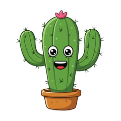 Cute Cartoon Cactus in a Pot
