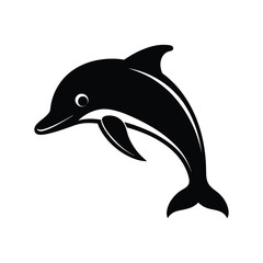 Silhouette of a dolphin head on white background