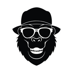 Silhouette of a Gorilla Head  on white background