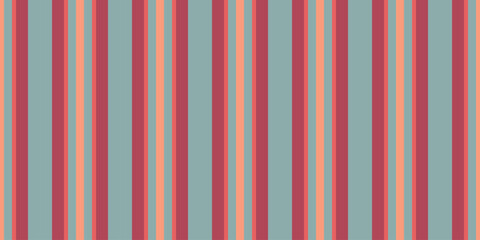 A vibrant, repeating pattern of vertical stripes in muted coral, dusty rose, and soft teal.
