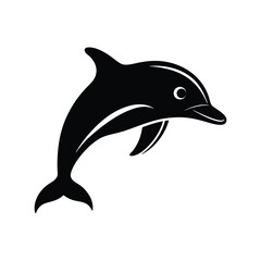 Silhouette of a dolphin head on white background